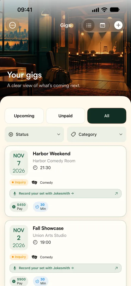 Gigsmith app screen 2
