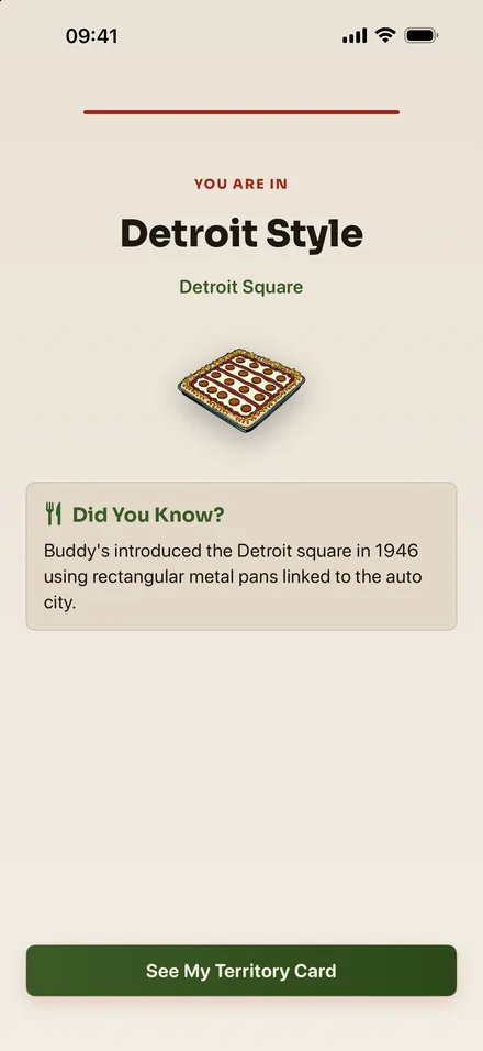 Pizza Wayfinder app screen 1