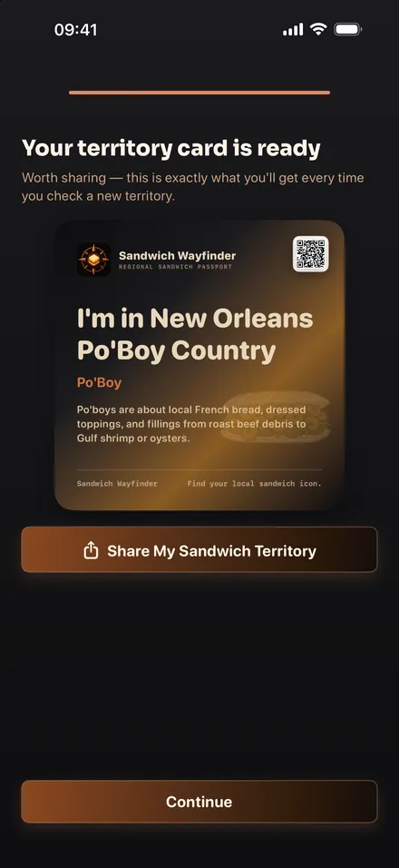 Sandwich Wayfinder app screen 5
