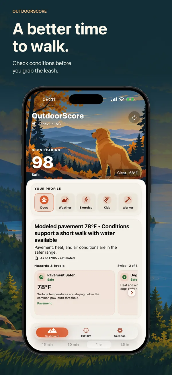 A better time to walk: OutdoorScore's dog reading of 98 before you grab the leash