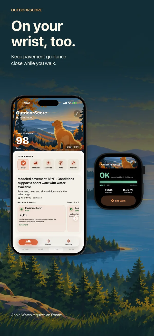 On your wrist, too: OutdoorScore guidance on Apple Watch while you walk