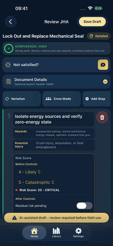JHA Rapid app screen 2