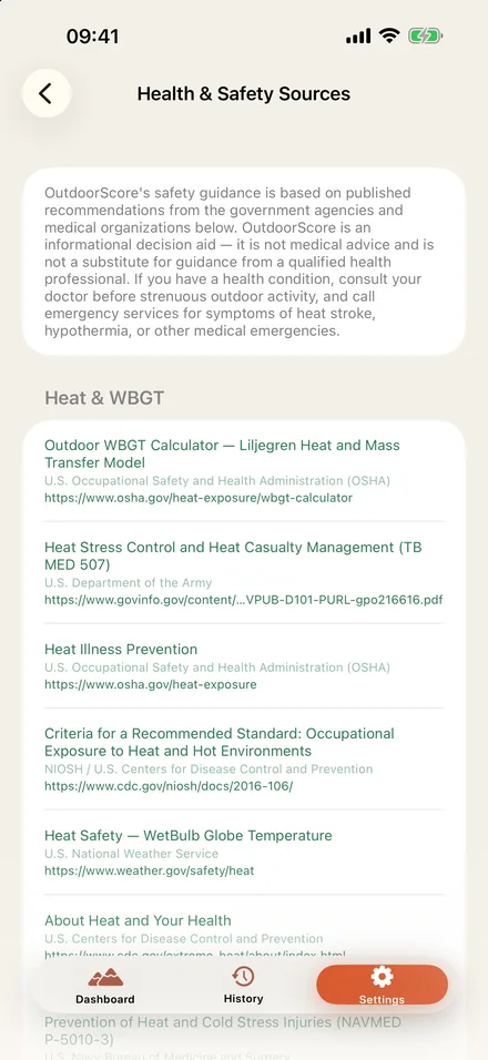 OutdoorScore app screen 7