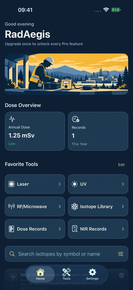 RadAegis app screen 1