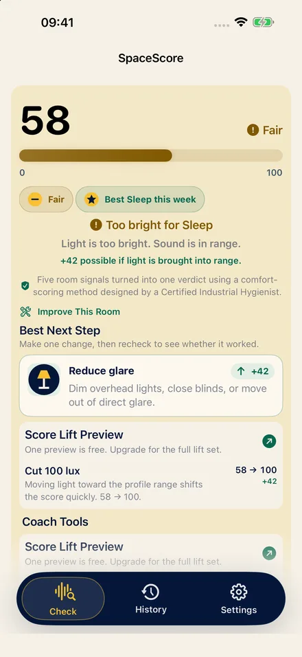 SpaceScore app screen 2