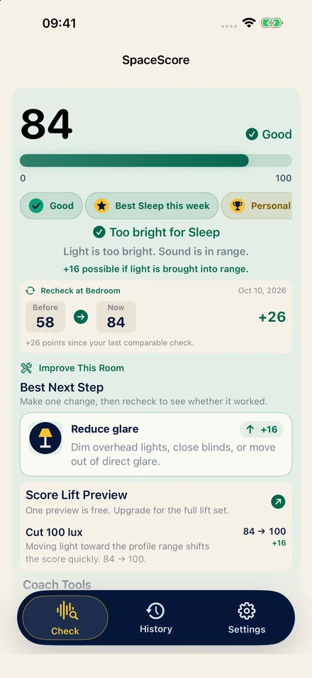 SpaceScore app screen 3